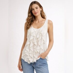 Deletta Anthropologie Cream Waves Tank Top